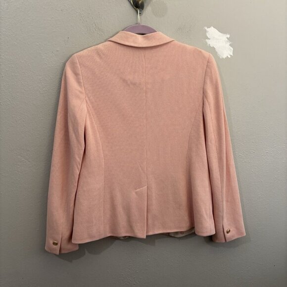 Talbots Aberdeen Knit Blazer Lined Gold Buttons Pink Women 2 - Picture 5 of 10